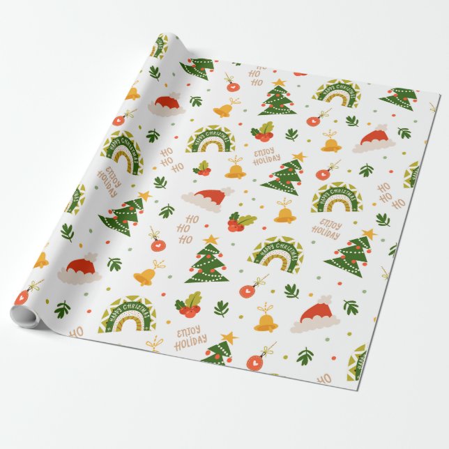 Schönes Weihnachtsmuster Geschenkpapier (Ungerollt)