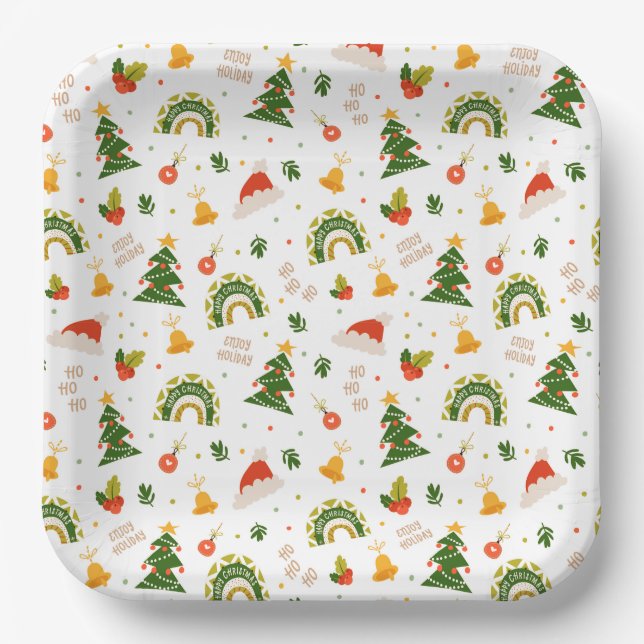 Schönes Weihnachtsmuster Pappteller (Vorderseite)