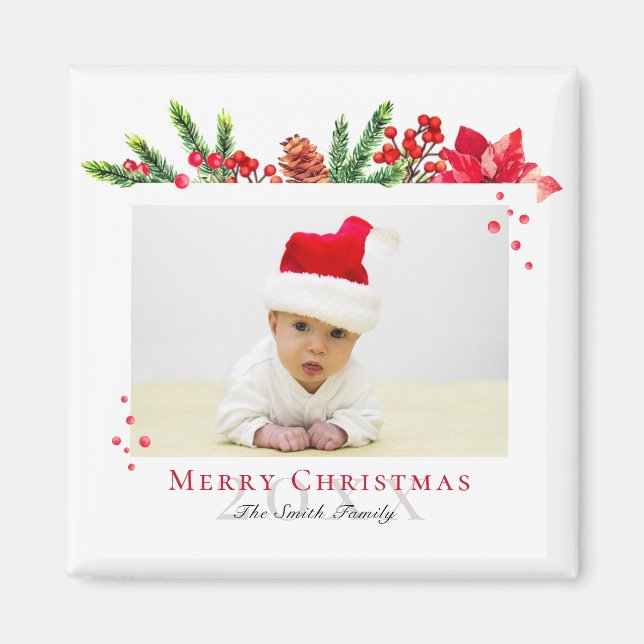 Schönes Weihnachtsrahmen Personalisiertes Foto Magnet (Vorne)