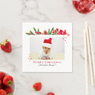 Schönes Weihnachtsrahmen Personalisiertes Foto Serviette