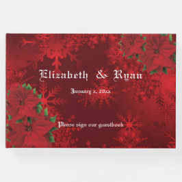 Schönes Weihnachtsrot, Schneeflocken, Custom Gästebuch