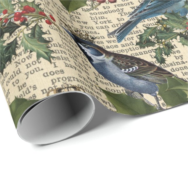 Schönes Weihnachtsvogelmuster Geschenkpapier (Rolleneckpunkt)