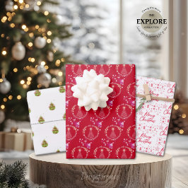 Schönes Weihnachtswrapping Paper Flat Sheet Set 3 Geschenkpapier Set