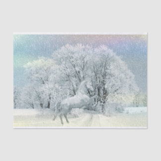 Schönes Weiß Pferd im Schnee Seidenpapier