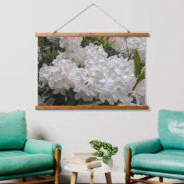 Schönes Weiß Rhododendron Blooms Bloral Wandteppich Mit Holzrahmen