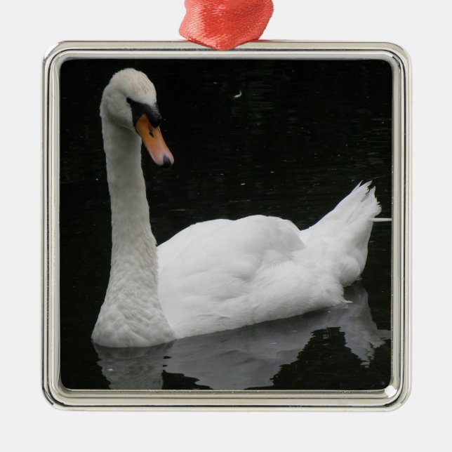 Schönes Weiß-Swan-Ornament Ornament Aus Metall (Vorne)