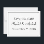 Schönes Weiß und Schwarz Save the Date<br><div class="desc">Eine schöne Save the Date Karte,  dieses Design zeigt einen weißen Hintergrund mit einem schwarzen Schriftart,  Save the Date Ihrer Hochzeit mit diesen schönen Einladungen. Mit einfach zu bedienenden Vorlagen,  personalisieren Sie Ihre noch heute!</div>