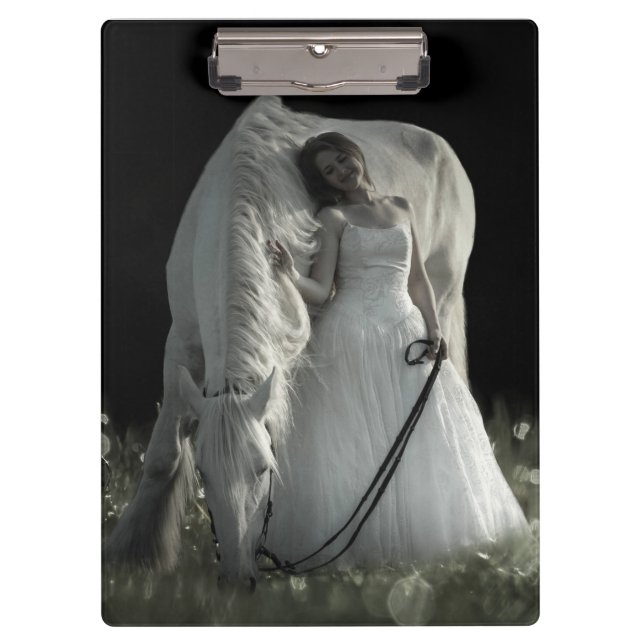 Schönes Weiße Pferd Klemmbrett (Vorderseite)