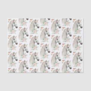 Schönes Weiße Pferde Boho Blumenmuster Seidenpapier