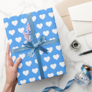 Schönes Weißes Herzen Muster Manganblau Geschenkpapier