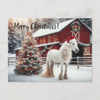 Schönes weißes Pferd mit Santa