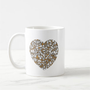 Schönes weißes und goldenes Marmorherz Kaffeetasse