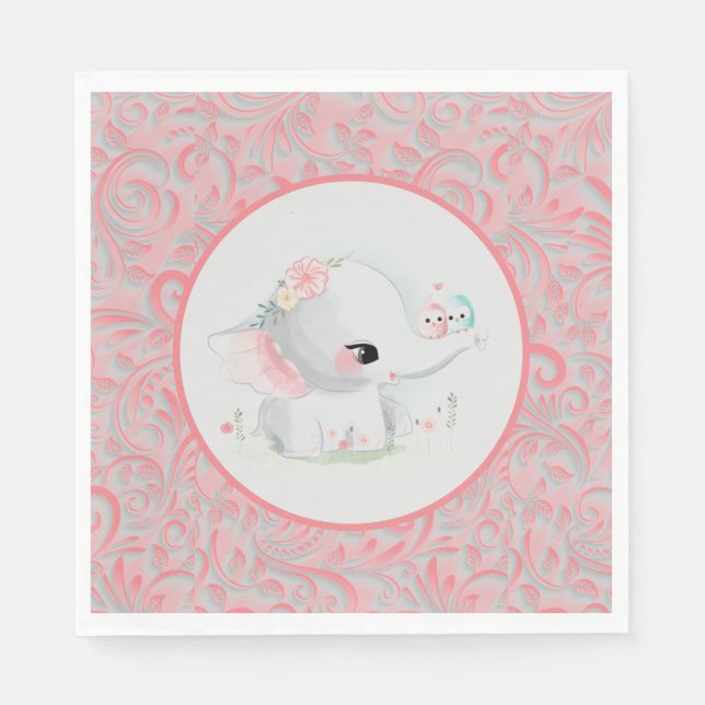 Schönes White Baby Girl Elephant Serviette