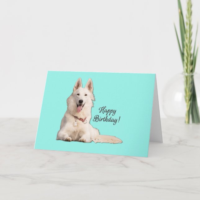 Schönes White German Shepherd Happy Birthday Karte (Vorderseite)