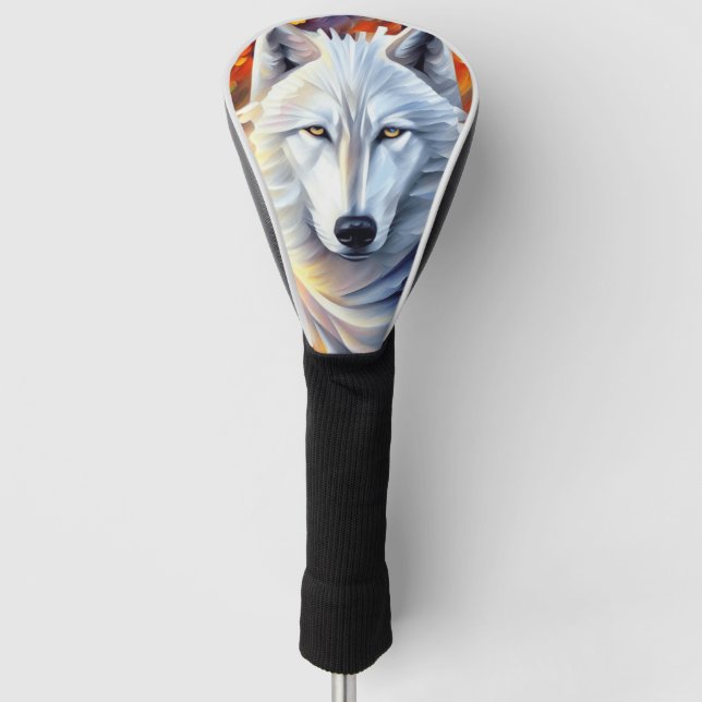 Schönes White Wolf Gemälde Golf Headcover (Vorderseite)