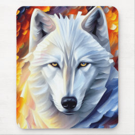 Schönes White Wolf Gemälde Mousepad