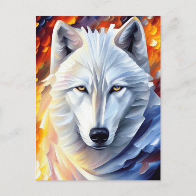 Schönes White Wolf Gemälde Postkarte (Vorderseite)