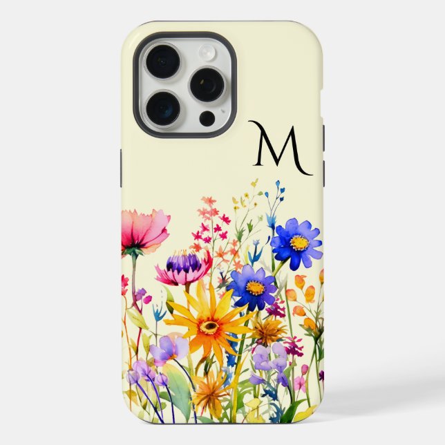 Schönes Wildblumengarten-Monogramm  iPhone Hülle (Rückseite)