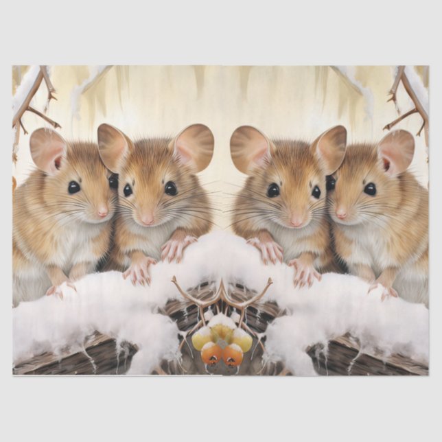 Schönes Winter Mice Decoupage Tissue Seidenpapier (Vorderseite)