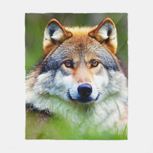 Schönes Wolfskopfbild Fleecedecke