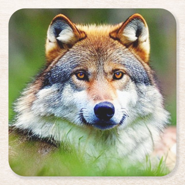 Schönes Wolfskopfbild Rechteckiger Pappuntersetzer (Vorderseite)