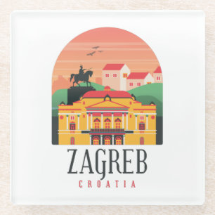 Schönes Zagreb Kroatien Stadtbild Vintage   Glasuntersetzer