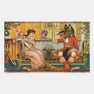 Schönheit Bestie Klassische Märchenfiguren Rechteckiger Aufkleber