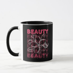 Schönheit Blumen Linien Kunst Typografie Design Tasse