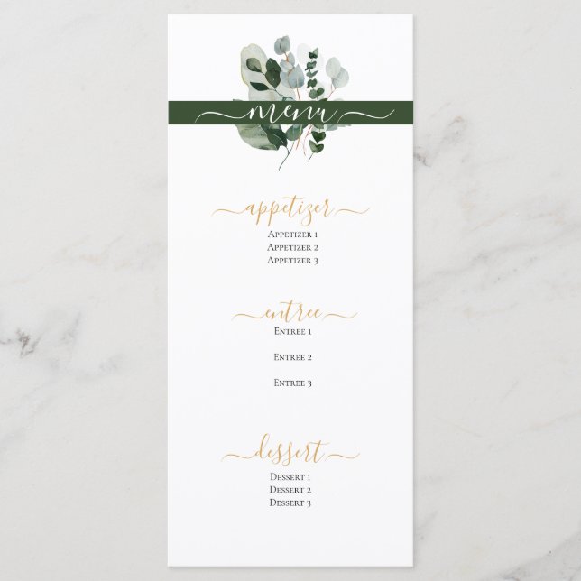 SCHÖNHEIT BOTANISCHER GREENERY WEDY MENÜKARTE (Vorderseite)