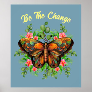 Schönheit der Natur Farbiger Schmetterling und Blü Poster