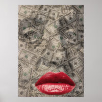 Schönheit des Geldes Funny Dollar mit roten Lippen