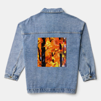 Schönheit des Herbstwaldes, Acrylmalerei Jeansjacke
