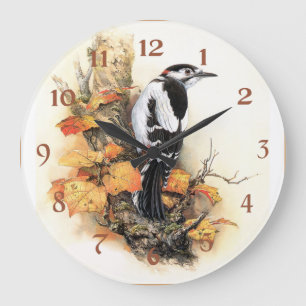 Schönheit des Vogel im Herbst Große Wanduhr