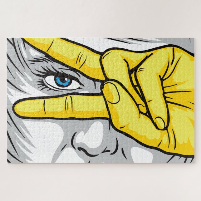 Schönheit durch Gesichter, Hände und Augen erfasse Puzzle (Horizontal)