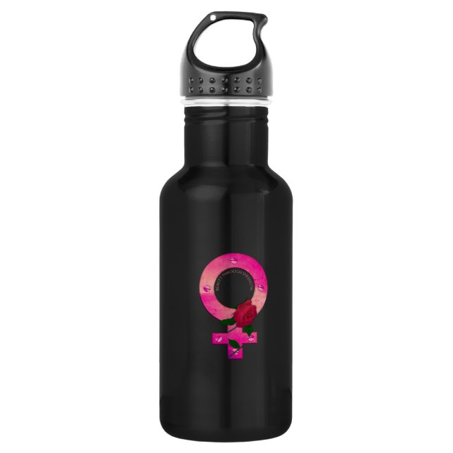 Schönheit durch Kraft Trinkflasche (Vorderseite)