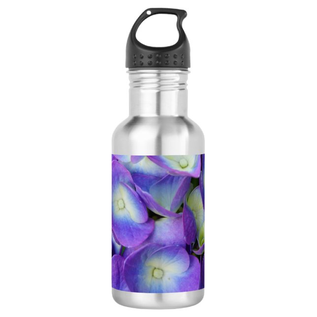 Schönheit einer blauen Hydrangea-Flasche Edelstahlflasche (Vorderseite)
