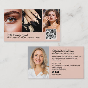 Schönheit / Haar / Wimpern / Nägel 4-Foto-QR-Code Visitenkarte