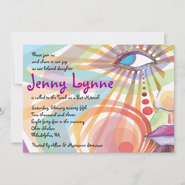 Schönheit im Gesicht Bat Mitzvah Einladung (Vorderseite)