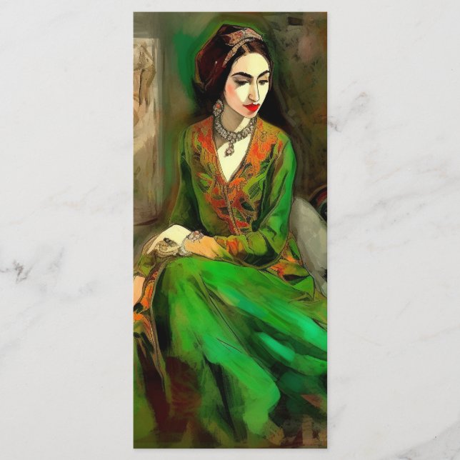 Schönheit im grünen Lesezeichen Menükarte (Vorderseite)