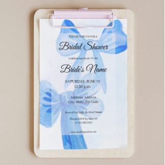 Schönheit in Blue Bright Bow Bridal Dusche Einladu Einladung