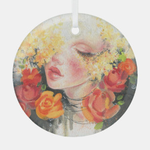 Schönheit in Blüten: Ölgemälde Eleganz Ornament Aus Glas