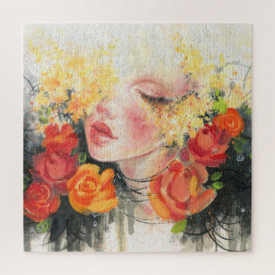 Schönheit in Blüten: Ölgemälde Eleganz Puzzle