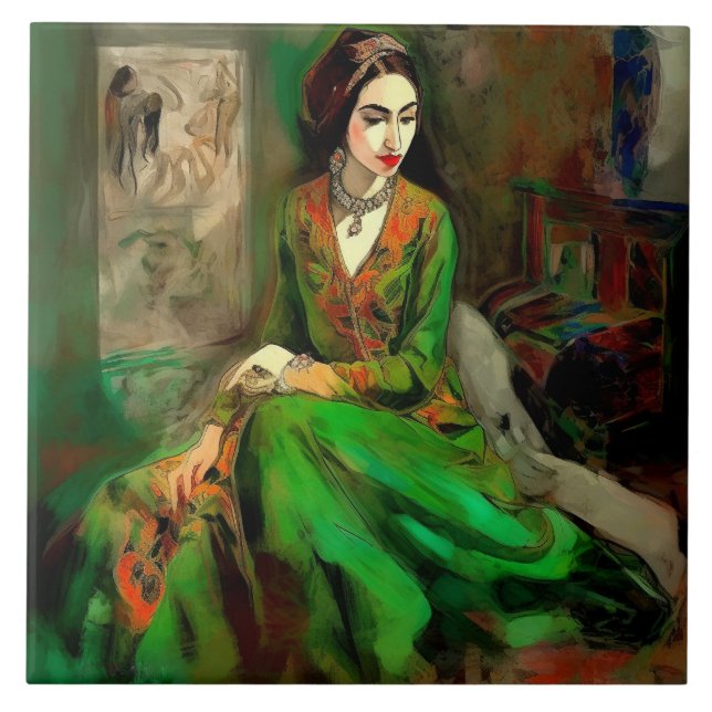 Schönheit in Grün Fliese (Vorderseite)