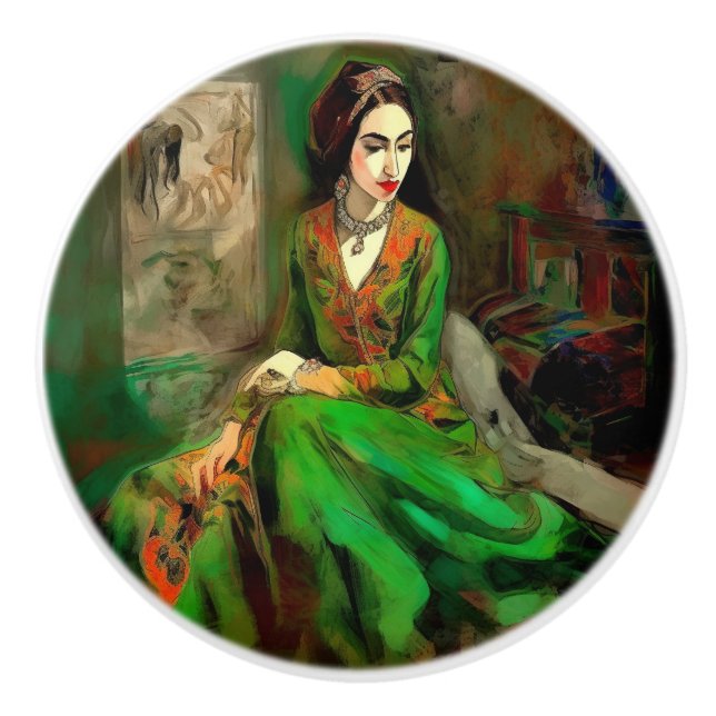 Schönheit in Grün Keramikknauf (Vorderseite)