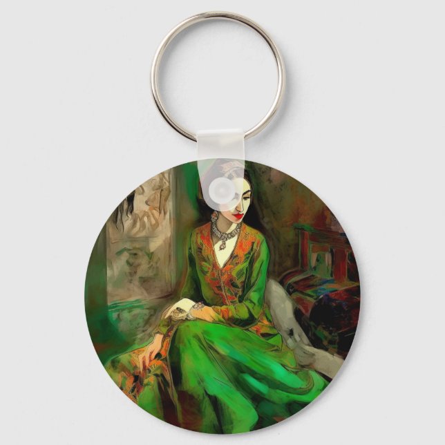 Schönheit in Grün Schlüsselanhänger (Vorderseite)