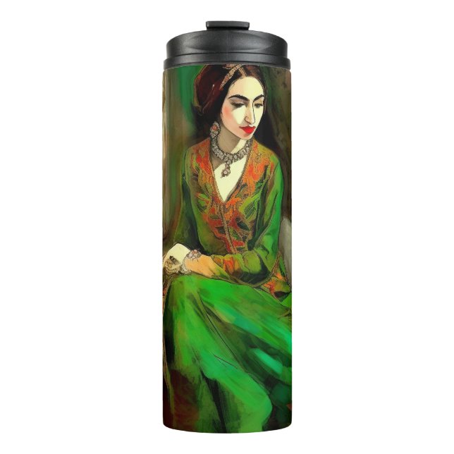 Schönheit in Grün Thermosbecher (Vorderseite)