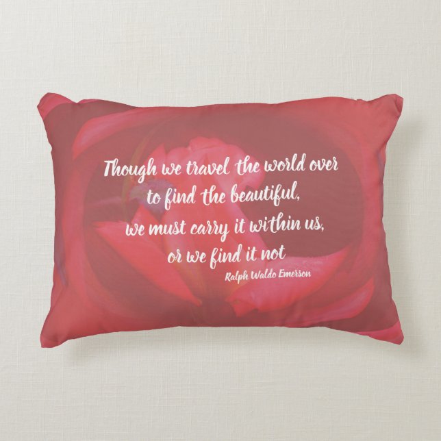 Schönheit in rosa Rose Inspiration Zitat Dekokissen (Vorderseite)