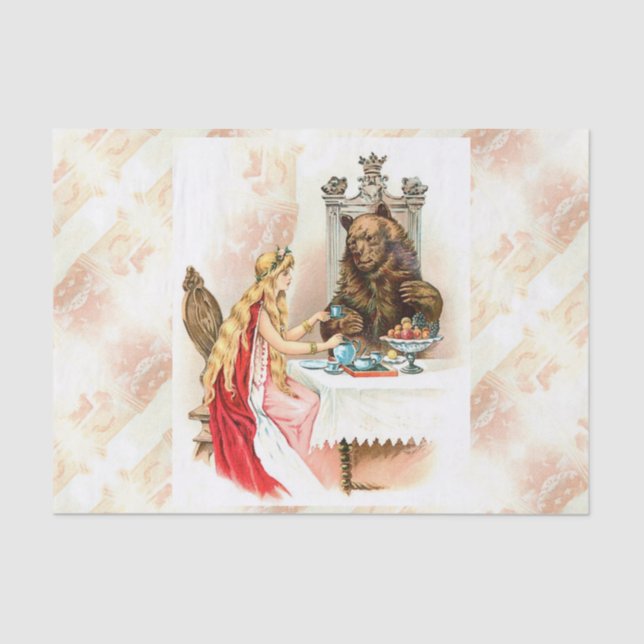 Schönheit in Rosa und Bestienpapier Seidenpapier (Vorderseite)