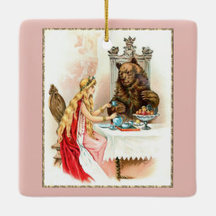 Schönheit in Rosa und die Bestie Keramik-Ornament Keramikornament