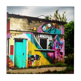 Schönheit in Zerstörung farbenfrohe Graffiti aband Fliese